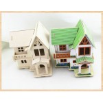 European House - casuta din lemn de pictat puzzle 3D